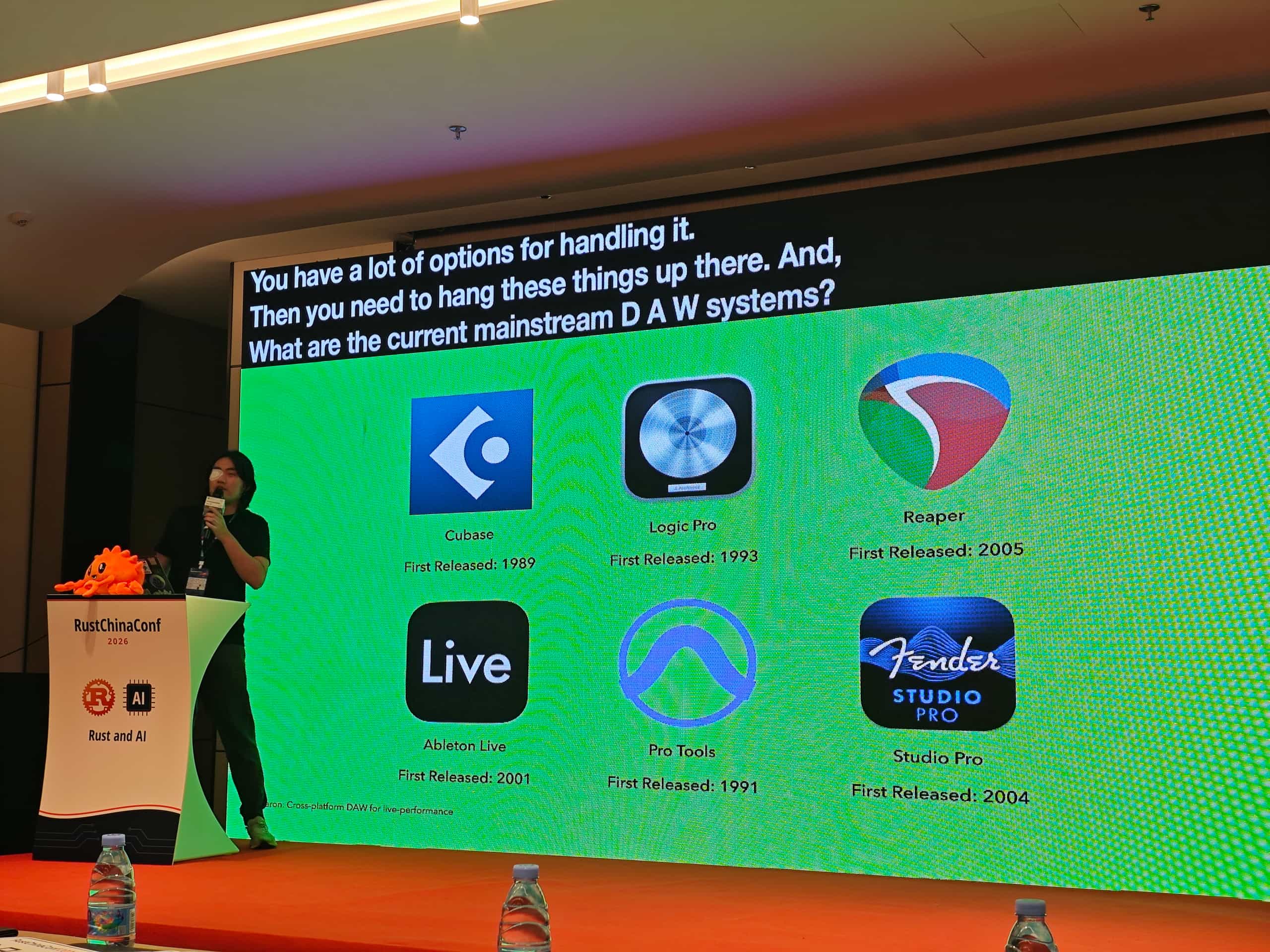 The digital audio workstation project shown during the talk