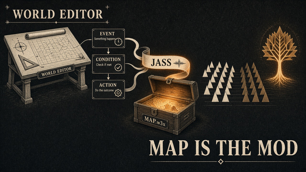World Editor 的事件条件动作编成 JASS，打进一份 map.w3x