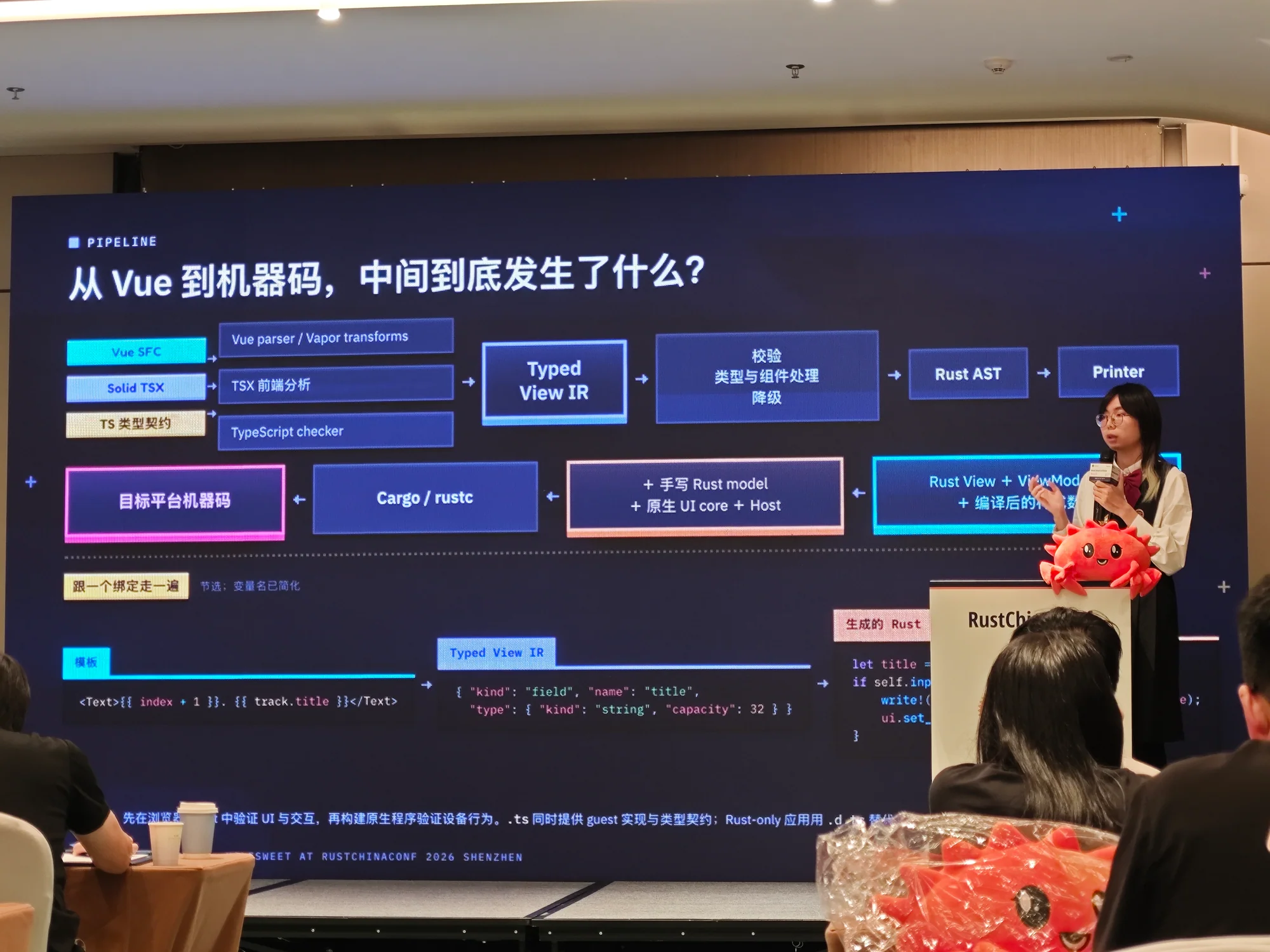 半糖老师展示从 Vue 到原生 Rust 代码的编译流程